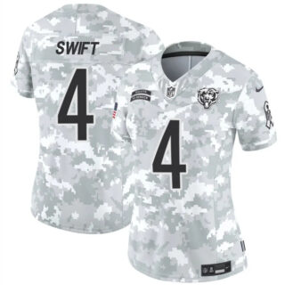 Women's Chicago Bears #4 D'Andre Swift 2024 F.U.S.E Arctic Camo Salute To Service Limited Stitched Football Jersey(Run Small)