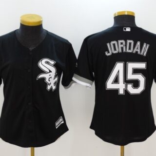 Women's Chicago White Sox #45 Michael Jordan Black Stitched Jersey