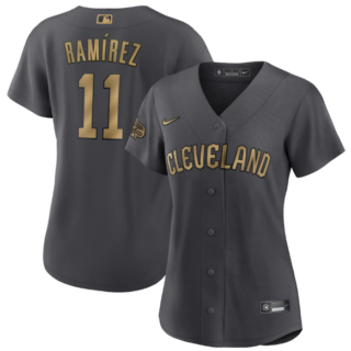 Women's Cleveland Guardians #11 Jos?? Ram??rez 2022 All-Star Charcoal Stitched Baseball Jersey(Run Small)