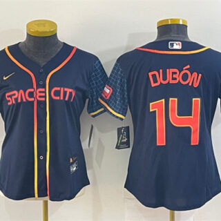 Women's Houston Astros #14 Mauricio Dub??n 2022 Navy City Connect Stitched Jersey(Run Small)