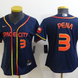 Women's Houston Astros #3 Jeremy Pe?a 2022 Navy City Connect Stitched Jersey(Run Small)