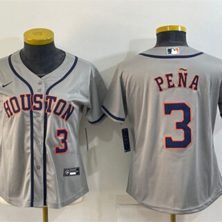 Women's Houston Astros #3 Jeremy Pe?a Gray Cool Base Stitched Baseball Jersey(Run Small)