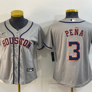 Women's Houston Astros #3 Jeremy Pe?a Gray Cool Base Stitched Baseball Jersey(Run Small)s