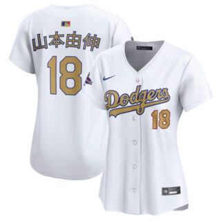 Women's Los Angeles Dodgers #18 Shota Imanaga White 2025 Gold Collection Limited Stitched Baseball Jersey(Run Small)