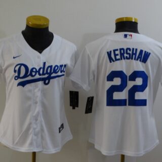 Women's Los Angeles Dodgers #22 Clayton Kershaw White Stitched MLB Cool Base Nike Jersey