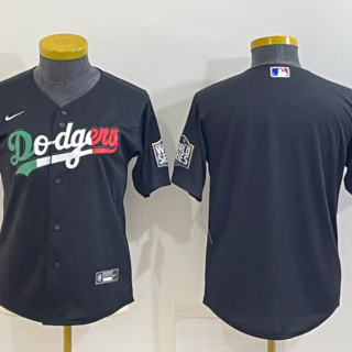 Women's Los Angeles Dodgers Blank Black Cool Base Stitched Jersey(Run Small)