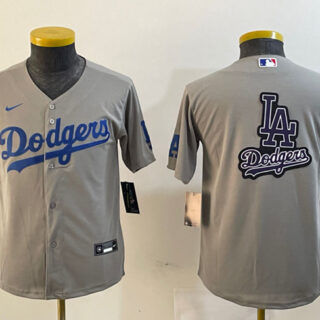 Women's Los Angeles Dodgers Grey Team Big Logo Stitched Jersey(Run Small)