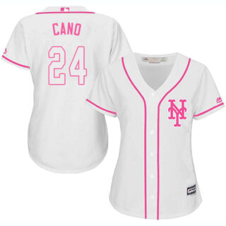 Women's Mets #24 Robinson Cano White Pink Fashion Women's Stitched Baseball Jersey