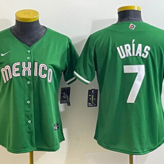 Women's Mexico Baseball #7 Julio Ur??as 2023 Green World Baseball Classic Stitched Jersey(Run Small)