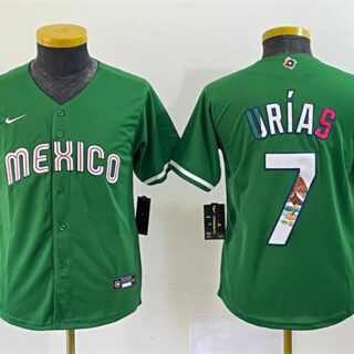 Women's Mexico Baseball #7 Julio Ur??as 2023 Green World Baseball Classic Stitched Jersey(Run Small)