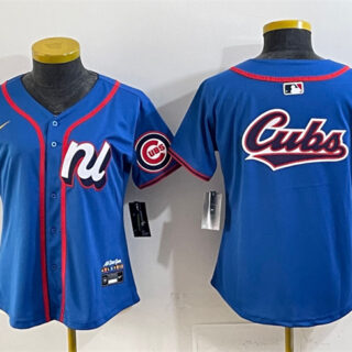 Women's National League Chicago Cubs Team Big Logo Blue 2025 All-Star Edition Limited Stitched Baseball Jersey(Run Small)