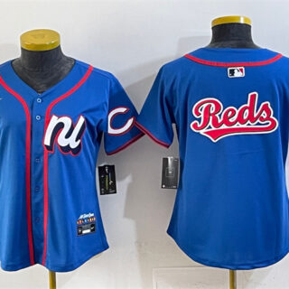 Women's National League Cincinnati Reds Team Big Logo Blue 2025 All-Star Edition Limited Stitched Baseball Jersey(Run Small)