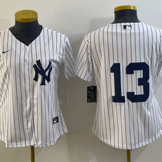 Women's New York Yankees #13 Alex Rodriguez White Cool Base Stitched Jersey(Run Small)
