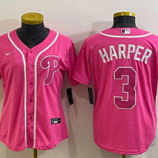 Women's Philadelphia Phillies Active Player Custom Pink Stitched Baseball Jersey(Run Small)
