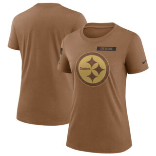 Women's Pittsburgh Steelers 2023 Brown Salute To Service Legend Performance T-Shirt(Run Small)