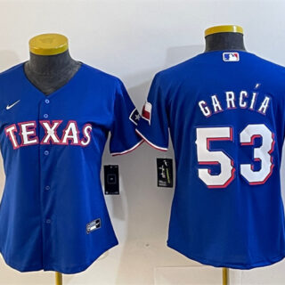 Women's Texas Rangers #53 Adolis Garc??a Royal With Patch Stitched Baseball Jersey(Run Small)