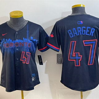 Youth Toronto Blue Jays #47 Addison Barger Navy 2024 City Connect Limited Stitched Baseball Jersey(Run Small)