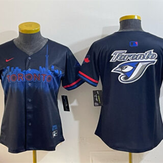 Youth Toronto Blue Jays Team Big Logo Navy 2024 City Connect Limited Stitched Baseball Jersey(Run Small)