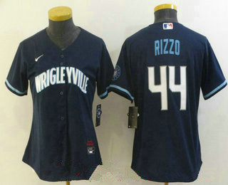 Women's chicago cubs #44 anthony rizzo navy blue 2021 city connect stitched mlb cool base nike Jerseys