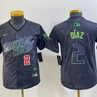 Women Tampa Bay Rays #2 Yandy D??az Charcoal 2024 City Connect Limited Stitched Baseball Jersey