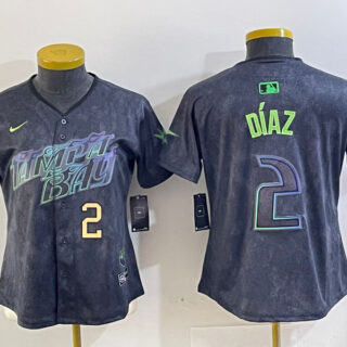 Women Tampa Bay Rays #2 Yandy D??az Charcoal 2024 City Connect Limited Stitched Baseball Jersey
