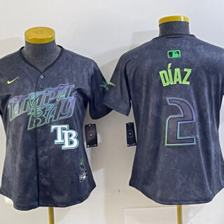 Women Tampa Bay Rays #2 Yandy D??az Charcoal 2024 City Connect Limited Stitched Baseball Jersey