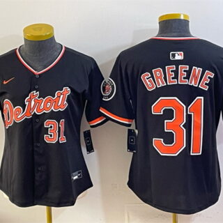 Women's Detroit Tigers #31 Riley Greene Black 2026 Alternate Vapor Premier Limited Stitched Baseball Jersey(Run Small)