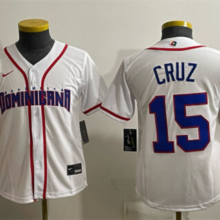 Women's Dominican Republic Baseball #15 Oneil Cruz White 2026 World Baseball Classic Home Stadium Stitched Baseball Jersey(Run Small)