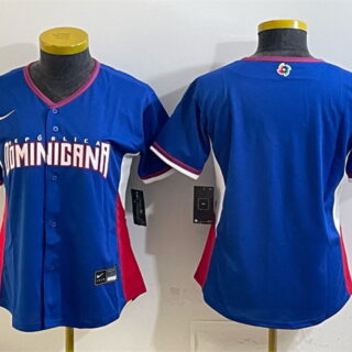Women's Dominican Republic Baseball Blank Royal 2026 World Baseball Classic Road Stadium Stitched Baseball Jersey(Run Small)