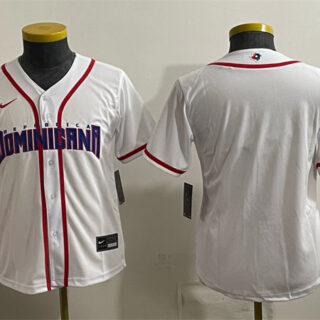 Women's Dominican Republic Baseball Blank White 2026 World Baseball Classic Home Stadium Stitched Baseball Jersey(Run Small)