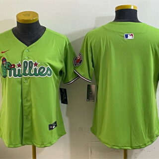 Women's Philadelphia Phillies Blank Light Green Phanatic Limited Stitched Jersey(Run Small)