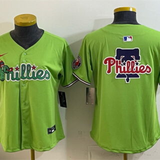 Women's Philadelphia Phillies Team Big Logo Light Green Phanatic Limited Stitched Jersey(Run Small)