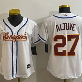 Women's Venezuela Baseball #27 Jose Altuve White 2026 World Baseball Classic Home Stadium Stitched Baseball Jersey(Run Small)