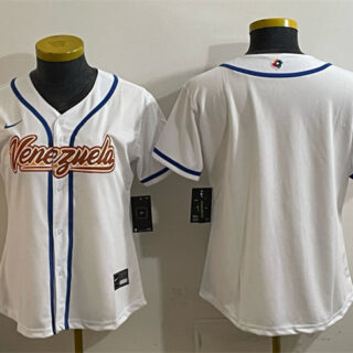 Women's Venezuela Baseball Blank White 2026 World Baseball Classic Home Stadium Stitched Baseball Jersey(Run Small)