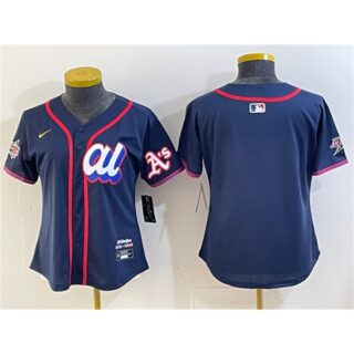 Women's American League Oakland Athletics Blank Navy 2025 All-Star Edition Limited Stitched Baseball Jersey(Run Small)