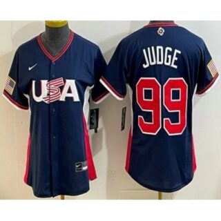 Women's USA #99 Aaron Judge Navy 2026 World Baseball Classic Cool Base Jersey