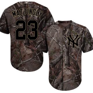 Yankees #23 Don Mattingly Camo Realtree Collection Cool Base Stitched Baseball Jersey