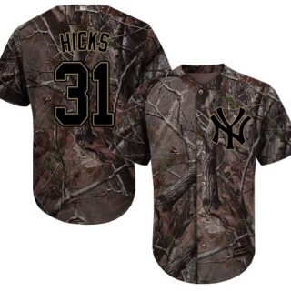 Yankees #31 Aaron Hicks Camo Realtree Collection Cool Base Stitched Youth Baseball Jersey