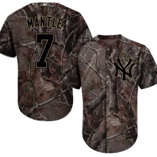 Yankees #7 Mickey Mantle Camo Realtree Collection Cool Base Stitched Baseball Jersey