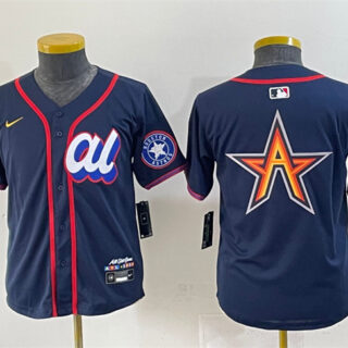 Custom Youth American League Houston Astros Team Big Logo Navy 2025 All-Star Edition Limited Stitched Baseball Jerseys