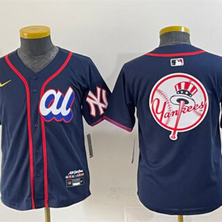 Youth American League New York Yankees Team Big Logo Navy 2025 All-Star Edition Limited Stitched Baseball Jersey
