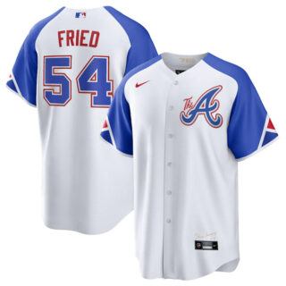 Youth Atlanta Braves #54 Max Fried White 2023 City Connect Stitched Baseball Jersey