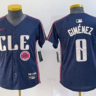 Youth Cleveland Guardians #0 Andr??s Gim??nez Navy 2024 City Connect Limited Stitched Baseball Jerseys