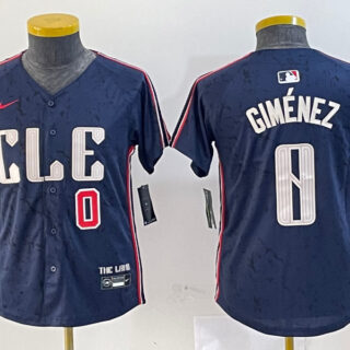 Youth Cleveland Guardians #0 Andr??s Gim??nez Navy 2024 City Connect Limited Stitched Baseball Jerseys