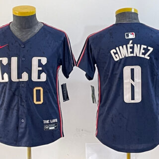 Youth Cleveland Guardians #0 Andr??s Gim??nez Navy 2024 City Connect Limited Stitched Baseball Jerseys