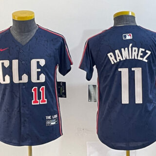 Youth Cleveland Guardians #11 Jos?? Ram??rez Navy 2024 City Connect Limited Stitched Baseball Jerseys