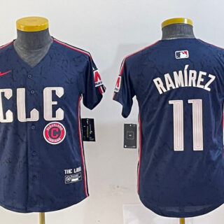Youth Cleveland Guardians #11 Jos?? Ram??rez Navy 2024 City Connect Limited Stitched Baseball Jerseys