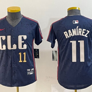 Youth Cleveland Guardians #11 Jos?? Ram??rez Navy 2024 City Connect Limited Stitched Baseball Jerseys