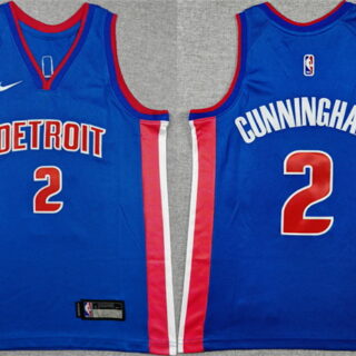 Youth Detroit Pistons #2 Cade Cunningham Blue Stitched Basketball Jersey