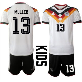 Youth Germany #13 Thomas Muller White 2025 26 Home Soccer Jersey Suit
